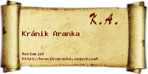 Kránik Aranka névjegykártya
