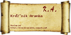 Kránik Aranka névjegykártya