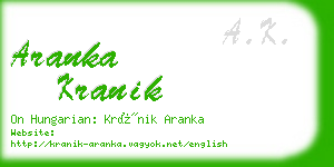 aranka kranik business card